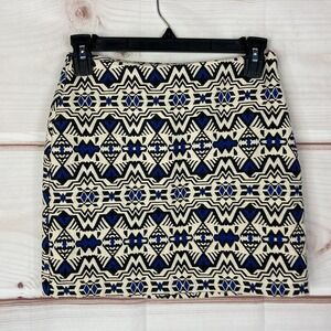 Divided H&M Skirt Womens 2 Black‎ Blue Textured A-Line Mini Geometric Southwest